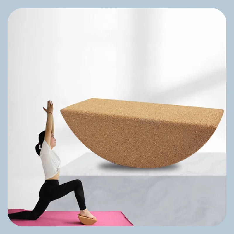 Non-Slip Cork Yoga Semicircle Block Wedge for Balance & Muscle Support