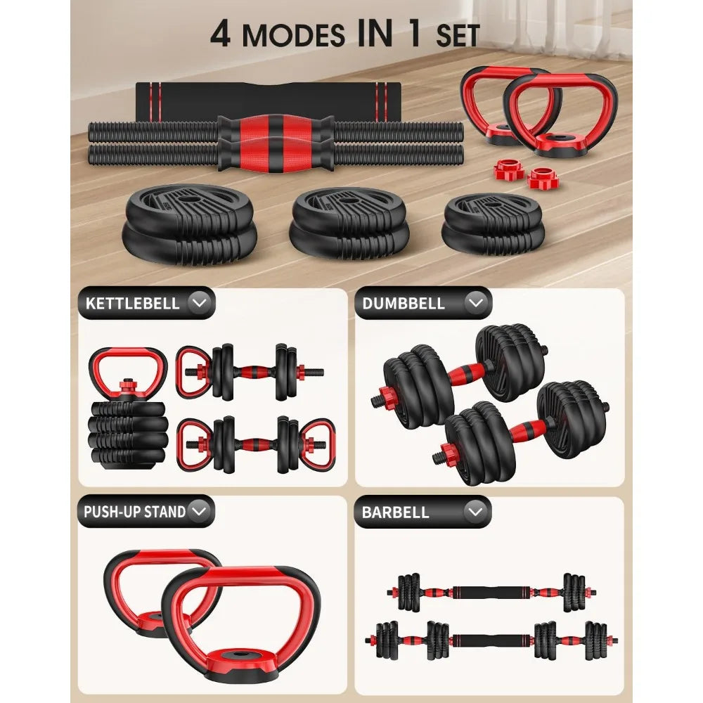 Adjustable Dumbbell Set 55 lb – 4-in-1 Home Gym Weights