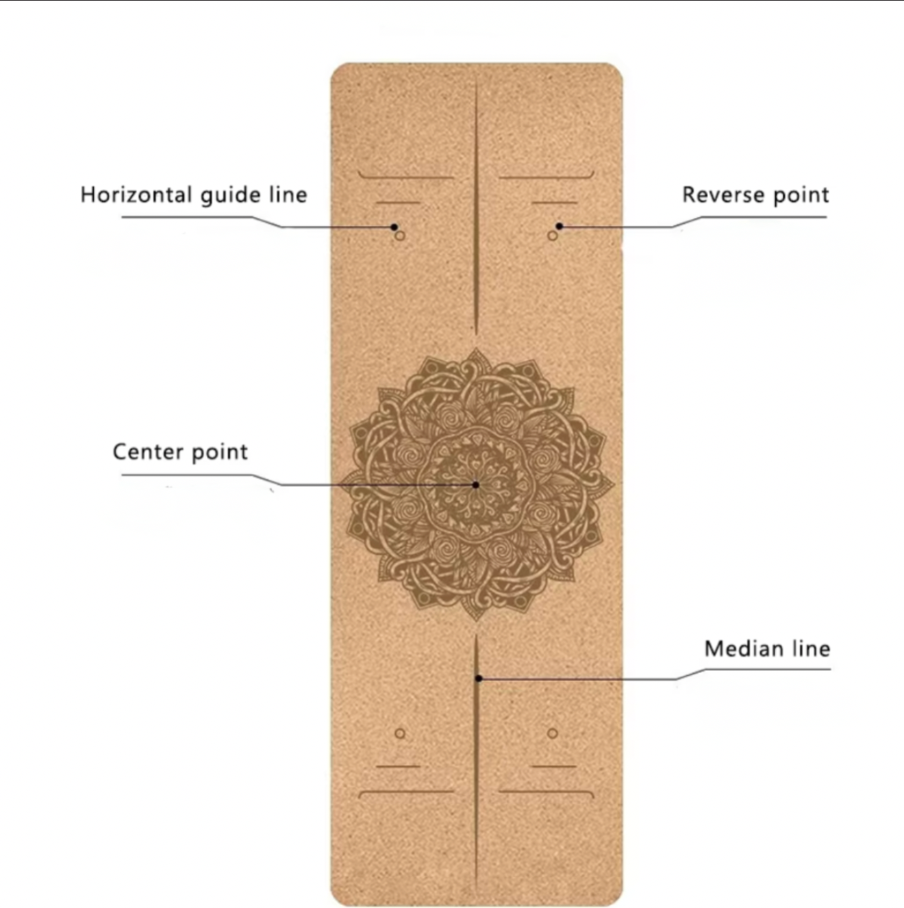 Eco-Friendly Cork Yoga Mat with Position Lines – 183 x 61 x 0.4 cm