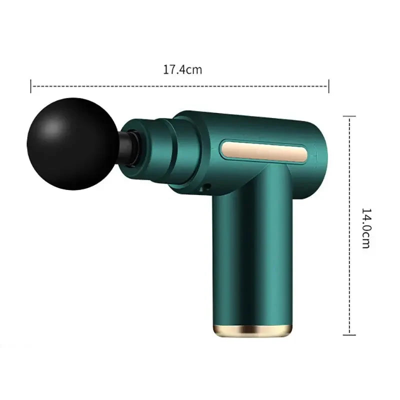 Portable Deep Tissue Percussion Massage Gun – Quiet Handheld Massager with 4 Heads for Full-Body Use